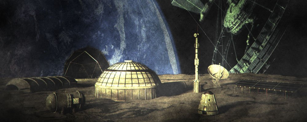 (IV) Modelling through rendering static illustrations, such as city scenes, space bases, etc.